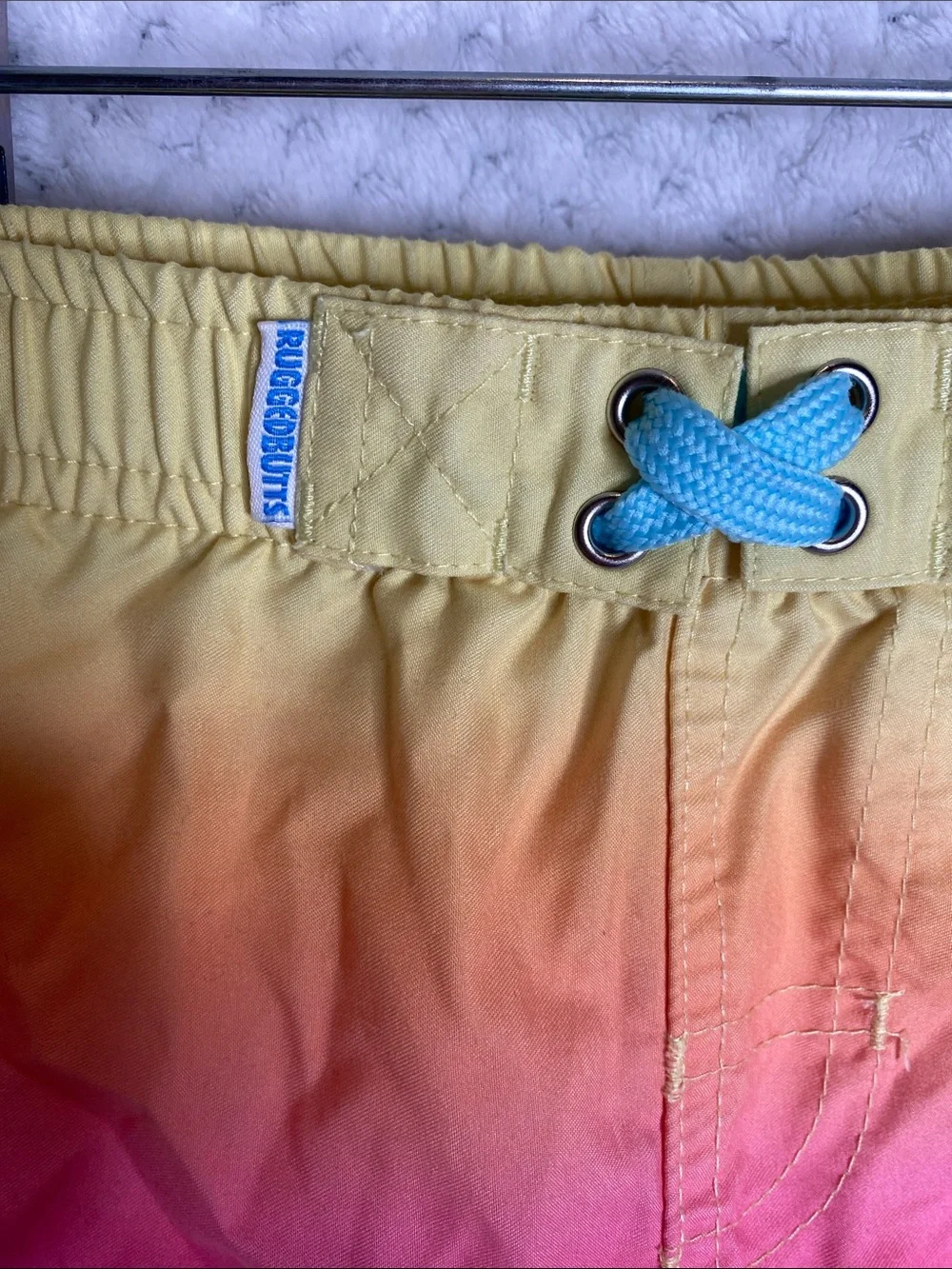 Rugged Butts Colorblock Ombre Swim Trunks Shorts - Yellow Pink Blue